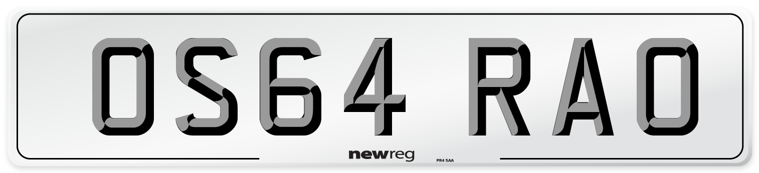 OS64 RAO Number Plate from New Reg